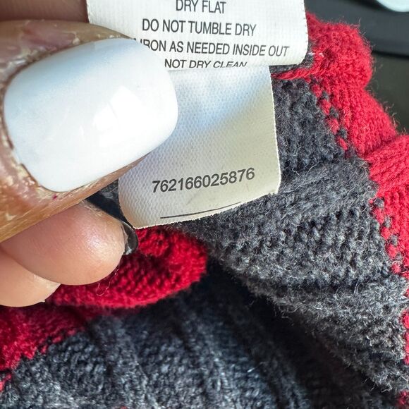 Silverlake W XL Black Red Striped Ribbed Half Zip Sweater 60/40 Cotton Blend - Picture 7 of 10